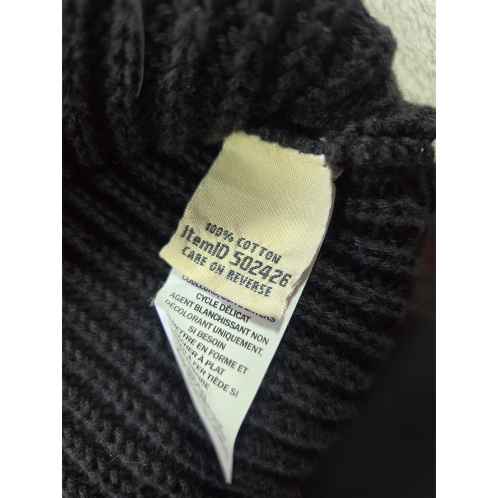 L.L.Bean Womens Medium Cotton Ribbed V Neck Sweater Black Classic Knit - Picture 4 of 7